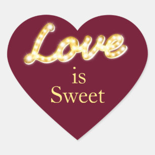 Pegatina En Forma De Corazón Marquee Lights Love is Sweet - marsala