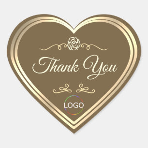 Pegatina En Forma De Corazón Marrón de hazañas con marco dorado y logotipo grac