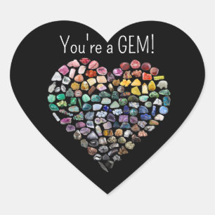 Pegatina En Forma De Corazón Más de 100 Crystals Gems Minerals Día de San Valen