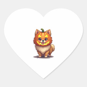 Pegatina En Forma De Corazón Máscara de calabaza Perro Pomeraniano