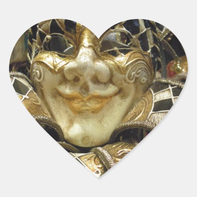 Pegatina En Forma De Corazón Máscara de Carnaval espeluznante (Anverso)