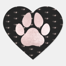Pegatina En Forma De Corazón Mascota de perro Paw Rosa Purpurina Borgoña Chispa