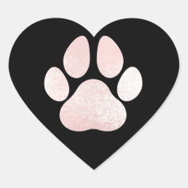 Pegatina En Forma De Corazón Mascota de perro Paw Rosa Purpurina negro Chispa d