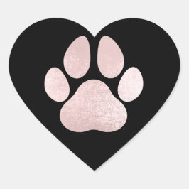 Pegatina En Forma De Corazón Mascota de perro Paw Rosa Purpurina negro Chispa d