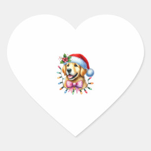 Pegatina En Forma De Corazón Matchi Navidades de Golden Retriever Dog Coquette