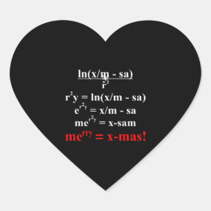 Pegatina En Forma De Corazón Matemáticas Ecuaciones Feliz Navidad