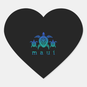 Pegatina En Forma De Corazón Maui Hawaii Tortugas marinas buceo Hawaii