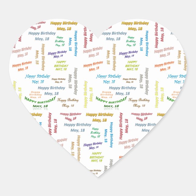 Pegatina En Forma De Corazón Mayo, 18 Pegatina de cumpleaños (Anverso)