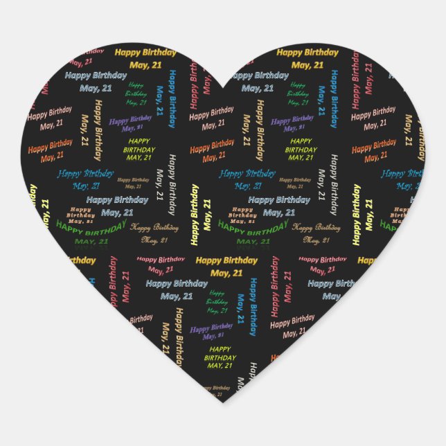 Pegatina En Forma De Corazón Mayo, 21 Pegatina de cumpleaños (Anverso)