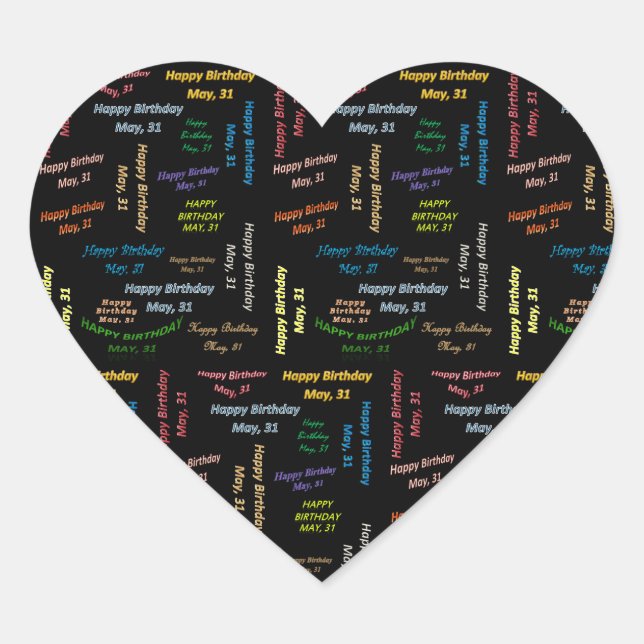 Pegatina En Forma De Corazón Mayo, 31 Pegatina de cumpleaños (Anverso)