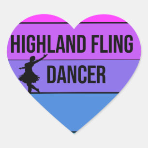Pegatina En Forma De Corazón Me encanta el baile Highland Fling Dancer Scottish