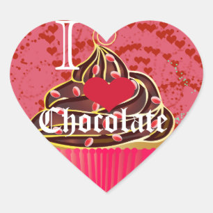 Pegatina En Forma De Corazón Me encanta el chocolate de corazón