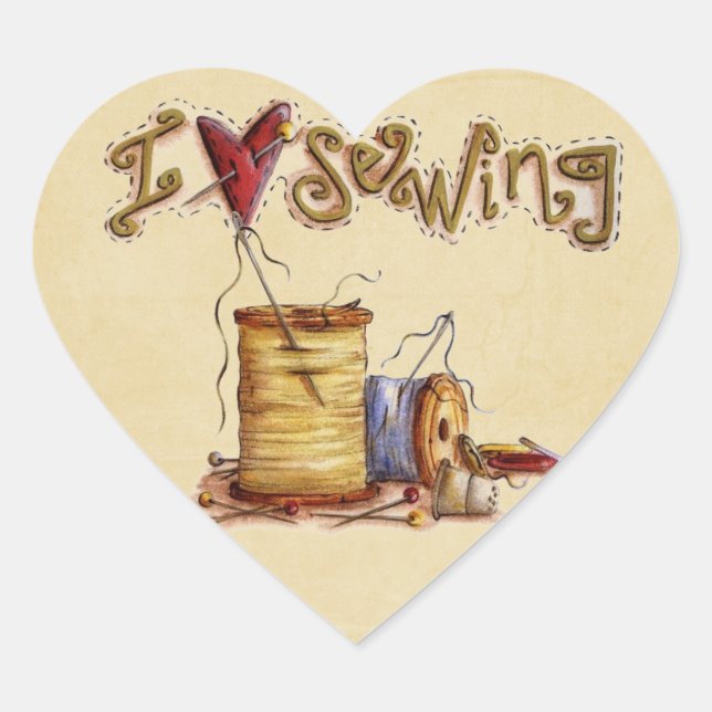 Pegatina En Forma De Corazón Me encanta el pegatina de costura (Anverso)