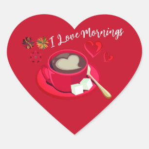 Pegatina En Forma De Corazón Me encanta el Pegatina de las mañanas