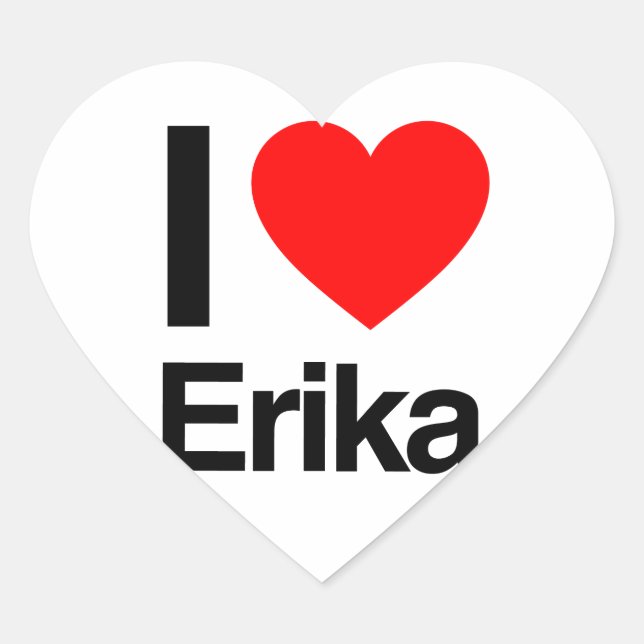 Pegatina En Forma De Corazón me encanta erika (Anverso)