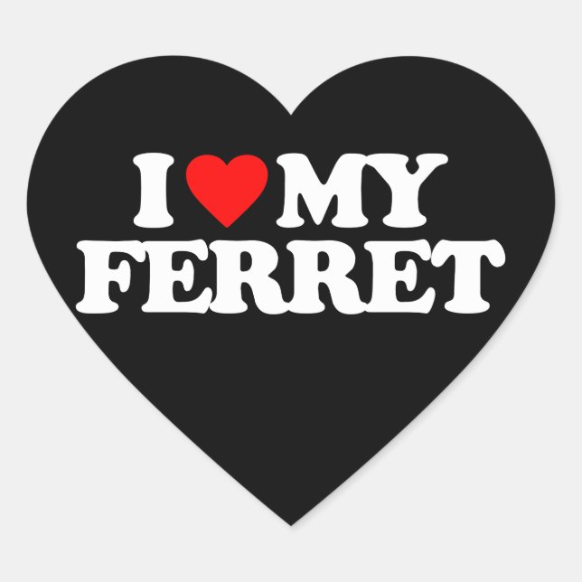 PEGATINA EN FORMA DE CORAZÓN ME ENCANTA MI FERRET (Anverso)