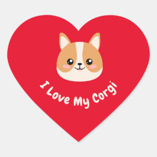 Pegatina En Forma De Corazón Me encanta My Corgi