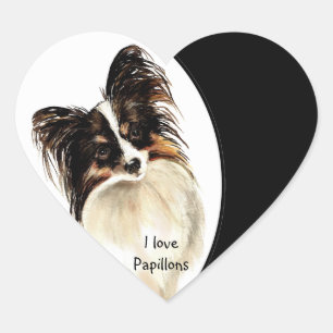 Pegatina En Forma De Corazón Me encanta Papillons Dog, Mascota con corazón