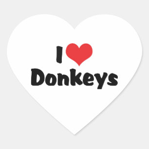 Pegatina En Forma De Corazón Me encantan los burros del corazón