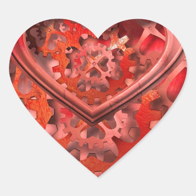 Pegatina En Forma De Corazón Me encantan los engranajes (Anverso)