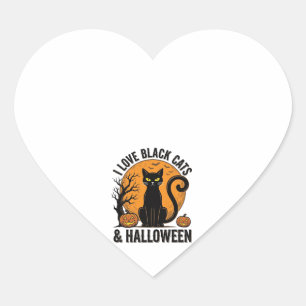 Pegatina En Forma De Corazón Me Encantan Los Gatos Negros Diseño De Camiseta Vi