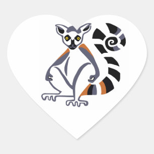 Pegatina En Forma De Corazón Me encantan los LEMURS de cola anillada - Vida sil