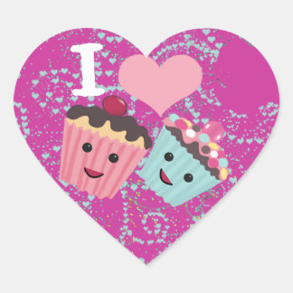Pegatina En Forma De Corazón Me encantan los pastelitos de corazón