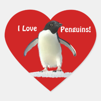 Pegatina En Forma De Corazón ME ENCANTAN LOS PENGUINOS Pegatinas del Corazón