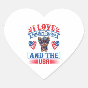 Pegatina En Forma De Corazón Me encantan los Terriers de Yorkshire y los Estado