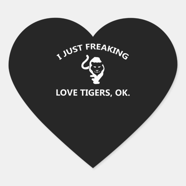 Pegatina En Forma De Corazón Me Encantan Los Tigres. (Anverso)
