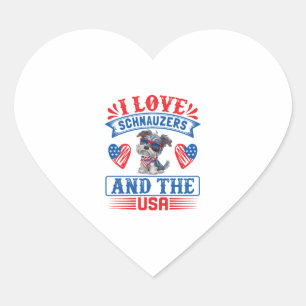 Pegatina En Forma De Corazón Me encantan Schnauzers y los Estados Unidos