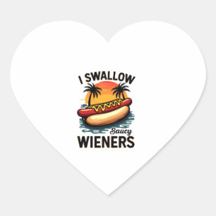 Pegatina En Forma De Corazón Me Trague Saucy Wieners Divertido Chiste Adulto Pe