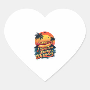 Pegatina En Forma De Corazón Me Trague Saucy Wieners Divertido Chiste Adulto Pe