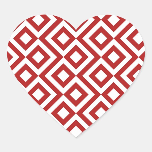 Pegatina En Forma De Corazón Meander rojo y blanco (Anverso)