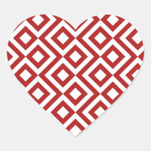 Pegatina En Forma De Corazón Meander rojo y blanco