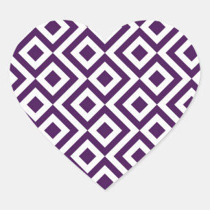 Pegatina En Forma De Corazón Meandro de la púrpura y del blanco
