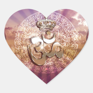 Pegatina En Forma De Corazón Mediación de yoga de rosas del emblema de la Coron