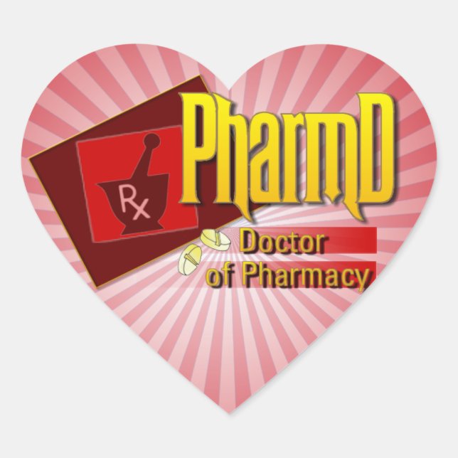 Pegatina En Forma De Corazón Médica de PharmD LOGO (Anverso)