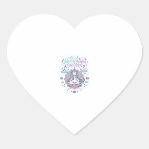 Pegatina En Forma De Corazón Meditación de Unicornio Unicornio Fondo Blanco Vec