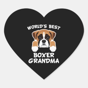 Pegatina En Forma De Corazón Mejor Abuelo de Perro Abuelo Boxer