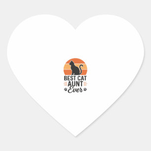 Pegatina En Forma De Corazón Mejor diseño de camiseta de gato con puesta de sol