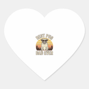 Pegatina En Forma De Corazón Mejor diseño de camiseta de pug vintage para papá