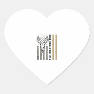 Pegatina En Forma De Corazón Mejor diseño de camiseta vintage de caza de ciervo
