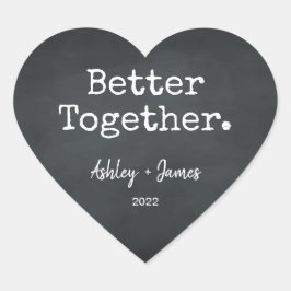 Pegatina En Forma De Corazón Mejor Juntos Nombres de Guiones Boda Chalkboard