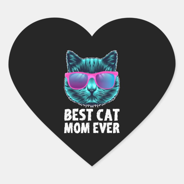 Pegatina En Forma De Corazón Mejor Madre Gata Que Nunca Ha Sido Gente Divertida (Anverso)