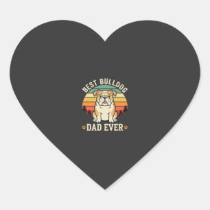Pegatina En Forma De Corazón Mejor papá Bulldog Retro Vector