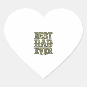 Pegatina En Forma De Corazón Mejor Papá Camuflaje Diseño de Grabado Vintage_1