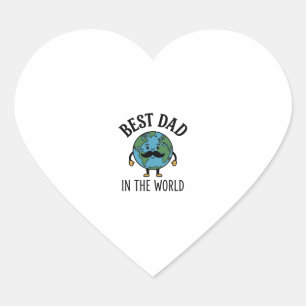 Pegatina En Forma De Corazón Mejor Papá del Mundo Earth Mustache Camiseta Diseñ