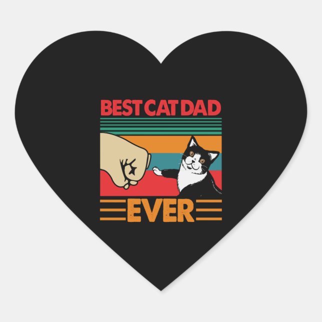 Pegatina En Forma De Corazón Mejor Papá Gato (Anverso)