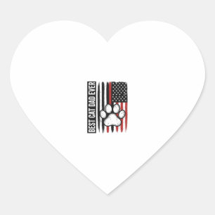 Pegatina En Forma De Corazón Mejor papá gato de todos Patriótico diseño de band